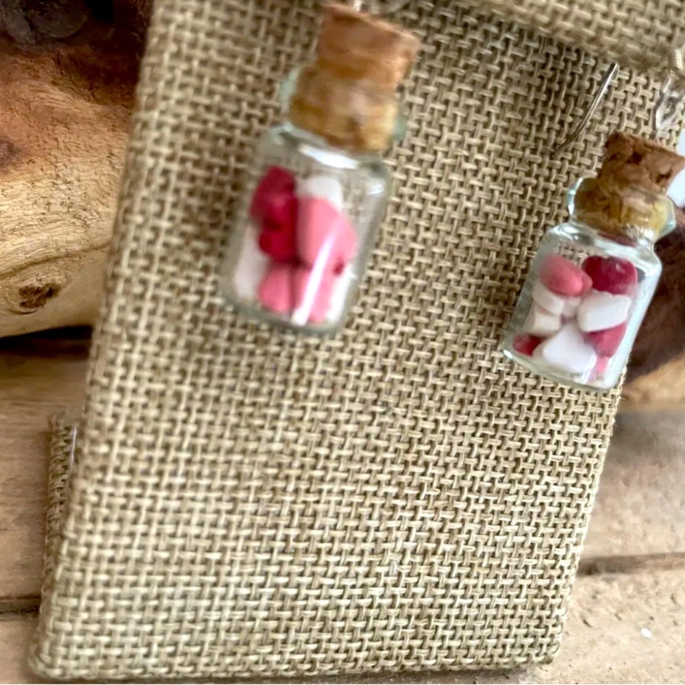 Handmade Polymer Clay Valentines Hearts Jar Earrings Set NEW! - Picture 3 of 3